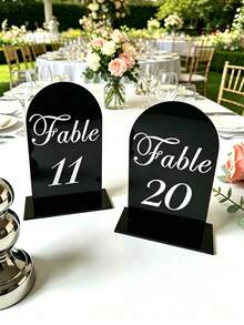 10pcs Transparent/White/Black Acrylic Curved Table Number Holders With Stands, Elegant Minimalist Decor For Wedding Receptions, Engagement Parties, Birthdays And Formal Events - Seat Card B - View 24