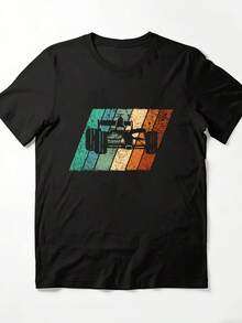 70s Retro Formula Racing Car Shirt - Vintage Racing Car With 70s Motif, Crew Neck Casual Shirt, Machine Washable, Gift For Motorsport Fans - Black - View 4