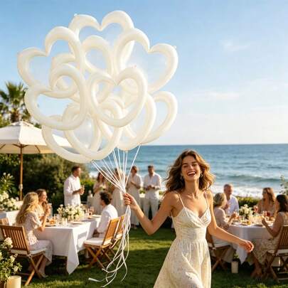 10 piezas de globos blancos huecos con forma de corazón de 20 pulgadas, decoración para cumpleaños, bodas, aniversarios, graduaciones, regreso a clases, fiestas de verano, ceremonias de boda, fondos fotográficos