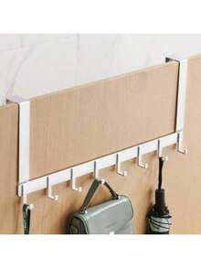 1pc No-Drill Door Back Hanging Rack, Wall-Mounted Coat Rack, Bathroom Towel Rack, Door Back Clothes Rack, Entryway Key Rack. Suitable For Kitchen, Bathroom Door Hanging Storage, Room Decoration, Home Decor, Kitchen Accessories - Multicolor - View 4