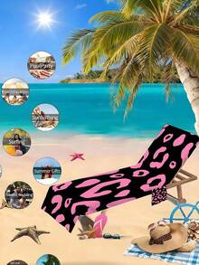 1pc Polyester Leopard Print Beach Chair Cover, Black Background, Quick-Drying Leisure Chair Towel With Side Pocket, Suitable For Beach, Pool Party, Sunbathing, Summer Vacation And Outdoor Activities - A - View 8