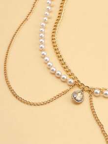 Dây chuyền đeo eo nhiều lớp bằng kim loại vàng tối giản thời trang dành cho nữ, phụ kiện đa năng dễ dàng phối cùng váy, dây chuyền ngọc trai đeo quanh người. - Nhiều màu - Xem 7