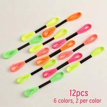 12 piezas de hilos de bordar de punto de cruz con líneas de teñido fluorescente para hacer pulseras tejidas, hilos de costura para bordado - multicolor - Ver 6