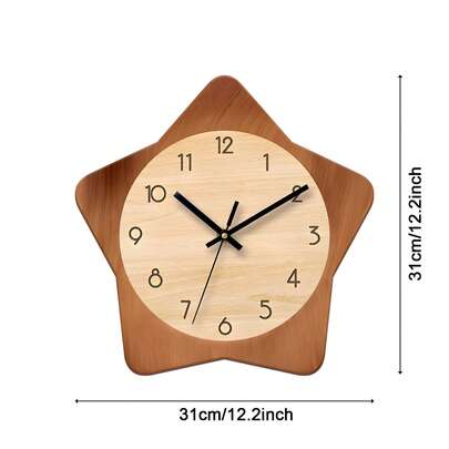 1 chiếc đồng hồ treo tường hình ngôi sao 12 inch, chạy bằng pin, hoạt động êm ái, thích hợp trang trí nhà cửa, trường học, văn phòng.