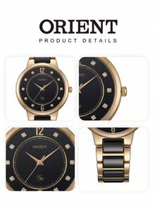 Orient RF-QA0007B10B Damen Quarzuhr, Gehäuse in Roségold, schwarzes Zifferblatt mit römischen Ziffern, Lederarmband, 30mm Gehäusedurchmesser, 3ATM wasserdicht, Datumsanzeige, klassische Mode Damenuhr - Schwarz - Übersicht 5