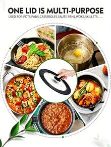 1pc Universal Lid, Fits Pots, Pans And Skillets - Made Of Tempered Glass With Heat-Resistant Silicone Rim, Suitable For 6", 7", 8", 8.5", 9.5", 10.5", 11", 12", 13" Cookware - Multicolor - View 4