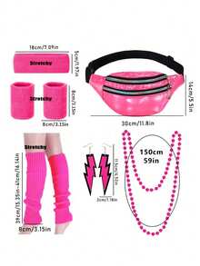 2/6Pcs D EXCEED 1980s Vintage Party Fluorescent Waist Bag Knee Pads Leg Covers For Women Street Dressing Transformation Show Concert Stage Performance Party Music Festival - 6pcs - View 11
