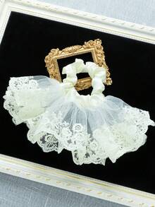 1pc Solid Color Lace Embroidered Wide-Banded Scrunchie, Daily Wear Hair Accessory For Women,Travel,Birthday - Multicolor - View 5