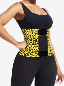 1pc Women's Pink Leopard Print Waist Cincher, Abdominal Slimming Elastic Waist Belt, Suitable For Fitness, Daily Wear, Sports - Đen trắng - Xem 2