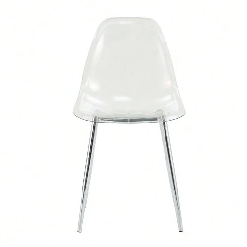 Table And Chair Set. Luxury 88cm Tempered Glass Dining Table + 4 Clear Plastic Dining Chairs. Modern And Minimalist Set Of 1 Table And 4 Chairs, Ideal For Small Dining Rooms. - Silver - View 1