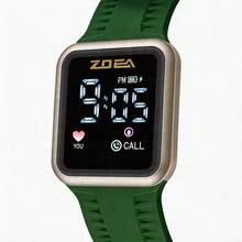 ZOEA Sports Smartwatch With Breathable Perforated Strap + Square Touchscreen + Fitness Style + Daily/Sport Use + Smartwatch - 軍綠色 - 查看 3