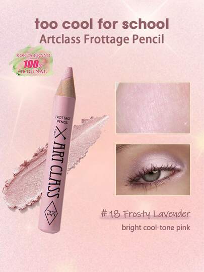 Too Cool for School Artclass Embossed Pencil, No.18 Ice Cream Lavender, 1.1g, Aegyosal Highlighter & Eyeliner, Lightweight Cotton Candy Texture, Non-Clumping And Non-Sticky, Natural Radiant Finish, Waterproof And Long-Lasting, Suitable For Eyes, Blush, Face Highlighting, Ideal For Beginners, Daily Use, Gift, Korean Makeup, Korean Style Cosmetics, 1.1g/0.03oz