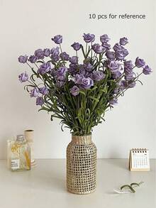1/5pcs Purple Artificial Mini Rose Bouquet, 18.11-Inch Artificial Rose Bouquet, Realistic DIY Foam Floral Art, Suitable For Valentine's Day, Mother's Day Gifts, Wedding Bouquets/Centerpieces, Indoor And Outdoor Garden Party Home Background Decoration, Spring Room Desktop Vase Decoration, Birthday Gifts,Flower,Artificial Flower,Artificial Plants,Artificial Plants Outdoor,Garden Ornament,Artificial Flowers Outdoor,Ornaments Home. - Purple - View 3