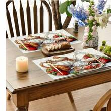 1/2/4/6/8/300pcs Strawberry Theme Placemat Set. Made Of 100% Polyester, Size 12 Inches * 18 Inches/30cm * 45cm. Machine Washable Polyester Placemats, Heat-Resistant, Stain-Resistant, Waterproof, And Easy To Clean. Suitable For Spring Home Decor, Household Essentials, Kitchen Supplies, And Family Gatherings. - Multicolor - View 4