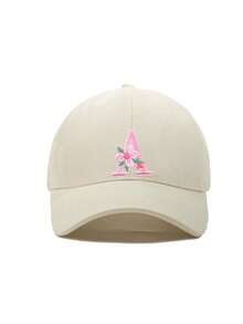 1 pieza Gorra de béisbol ajustable con flor y letra para niñas de 3-16 años, sombrero de sol con visera ajustable para deportes al aire libre, uso casual diario - Beis - Ver 7