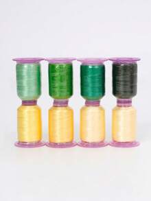 Set de 4 piezas con 550 yardas de surtido de hilos de bordado en caja de almacenamiento, hilos de poliéster multicolor adecuados para máquinas de coser, punto de cruz, costura y manualidades, gran regalo - multicolor - Ver 3