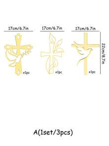 Gold Dove Cross Acrylic Cupcake Toppers, Mirror Acrylic Cake Decorations, Suitable For Christening, Communion, Baby Shower, Birthday, Wedding And Other Occasions - Multicolor - View 12