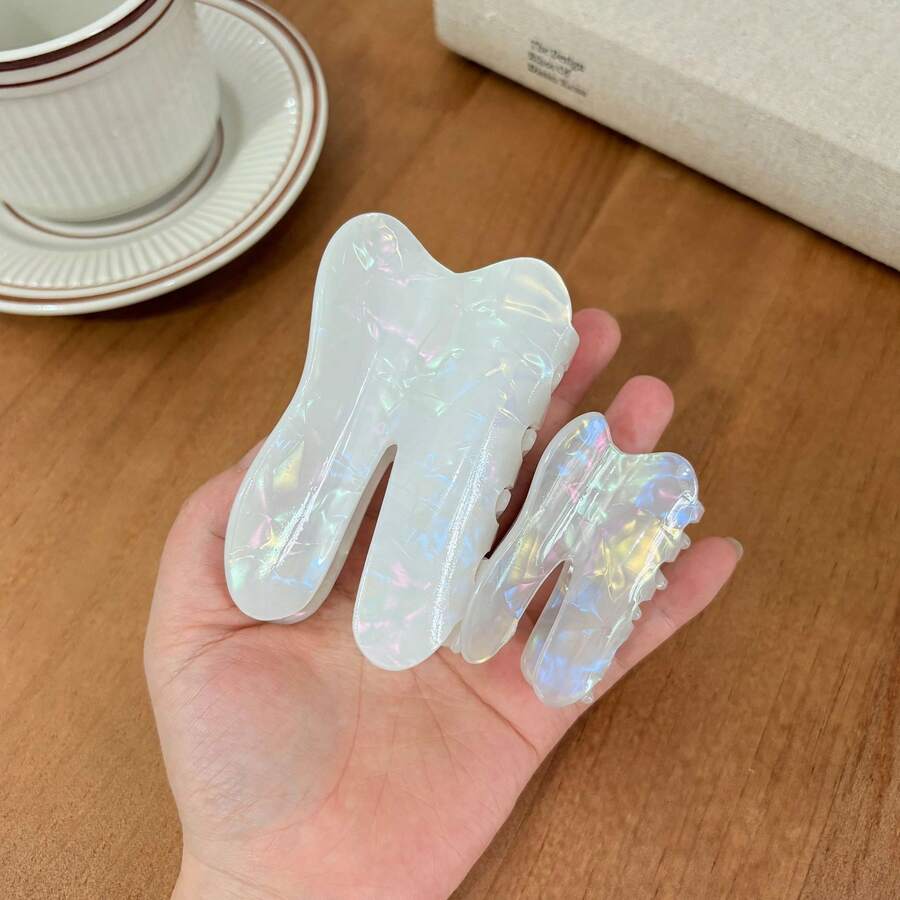 1个可爱牙齿形状渐变色发爪夹,大小号可选,半透明发爪,适合部分盘发、旅行、生日等场合。 - 彩色 - 查看 1