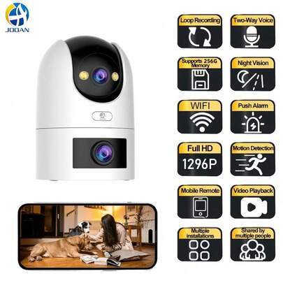 3MP/5MP Dual Lens Smart Camera Full-Color Night Vision Wireless WiFi Camera 1080P Full HD Indoor/Outdoor Dual-Use Two-Way Intercom Pan-Tilt Zoom 2.4G Wi-Fi Smart Home Security Motion Tracking Elderly & Pet Monitoring Home Security Camera Outdoor Surveillance Security Camera Wireless WiFi Camera Office Intercom Indoor Camera Video Surveillance Home Security Camera WiFi Camera CCTV Camera