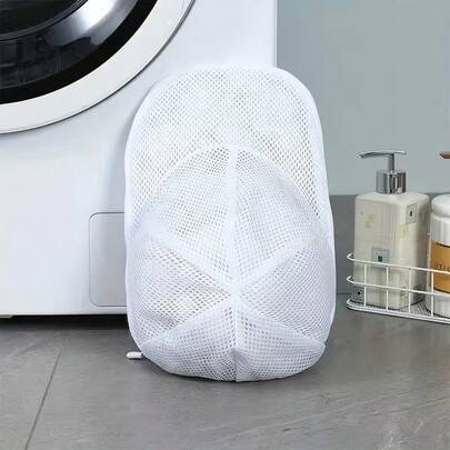 Durable Honeycomb Mesh Wash Cap Bag, Double-Layer Plastic Frame, Machine Washable Laundry Accessory, Anti-Aging, Hat Storage Solution