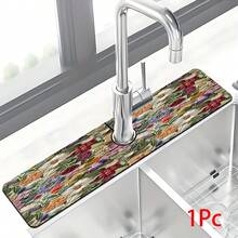 1 Stück Blumenmuster Armaturenabdeckung, strapazierfähiges Polyester, schnell trocknend, leicht zu reinigen, geeignet für Küche und Badezimmer, einfache Installation, tägliche Dekoration, Geschenk, Badezimmermatte, strapazierfähige Armaturenabdeckung, Armaturenzubehör - Verschiedenfarbig - Übersicht 12