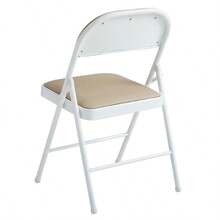 Set Of 4 Folding Chairs, Faux Leather Foldable Chairs With Metal Frame And Padded Seat, Easy To Fold And Store For Home, Office, Dining And Reception - White - View 6