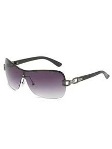 1pc Wraparound Y2K Futuristic Fashion Glasses - gradient gray - View 4