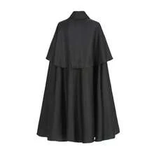 中世纪文艺复兴骑士男士斗篷，男女通用蒸汽朋克服装，哥特式万圣节角色扮演斗篷 - 黑色 - 查看 7