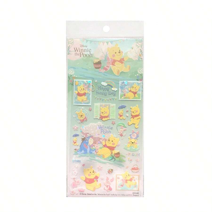 Hình dán hoạt hình Winnie the Pooh màu vàng dễ thương, chính hãng Disney, họa tiết dập nổi 3D, dùng được cho điện thoại, laptop, sổ tay, bình nước, đa năng. - màu đen - Xem 1