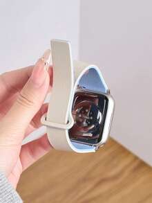 1条男女通用荔枝纹硅胶磁吸表带，兼容 42mm、38mm、40mm、41mm、44mm、45mm、46mm、49mm，时尚智能手表替换表带，适用于Series Ultra2、Ultra SE2、SE 11、10、9、8、7、6、5、4、3、2、1 - 彩色 - 查看 3
