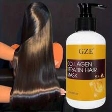 GZE胶原蛋白角蛋白发膜，深层修护干枯受损发质，强效滋养，抚平毛躁，增添光泽和柔软度，237毫升/8液盎司 - 正裝 - 查看 3
