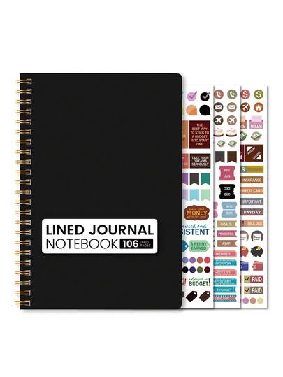 Trees A5 Lined Notebook With Stickers, 108 Pages Minimalist Daily Planner For Bible Notes, Work Arrangements & Study Plans, Great For Bible Study Notes, Money Saving Plans, School & Office Supplies