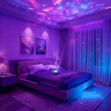 1pc Aurora Atmosphere Projection Lamp, Colorful Galaxy Starry Sky Projector With Remote Control, Adjustable Brightness, USB Powered, Suitable For Bedroom, Home Theater, Camping And Wedding Decoration - Multicolor - View 5