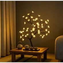 Premium Sakura LED Tree Lamp - Fairy Bonsai Light, USB Powered Warm White Desktop Decor Suitable For Bedroom And Home - 48-lED Cherry Blossom Warm White Tree Lamp With USB Switch - View 6