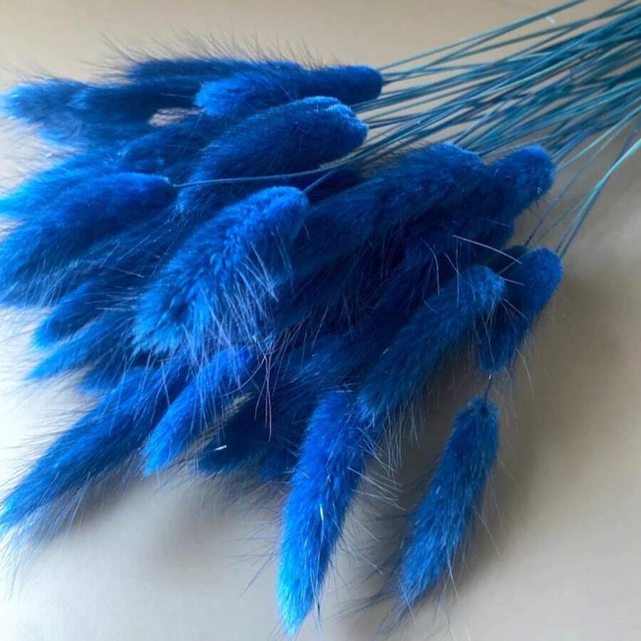 30~240pcs Herbe de queue de lapin artificielle multicolore de 17 pouces, tiges d'herbe de queue de lapin artificielle pour la décoration de la maison, convient pour les arrangements floraux de style bohème, les loisirs créatifs, la décoration de la maison, de la cuisine et du mariage, la décoration de Noël - bleu indigo - Voir 1