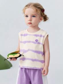 mini bala Bộ đồ cho bé sơ sinh và trẻ nhỏ mùa hè 2026, chất liệu thực vật, nhanh khô, hai mảnh, thấm hút mồ hôi, thoáng khí, nhẹ, mềm mại, bằng cotton, thích hợp mặc ở nhà và chơi thể thao cho bé gái. - tông màu trắng tím - Xem 4