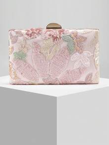 New European And American Fashion Pearl Embroidered Evening Clutch, Suitable For Parties, Galas, Weddings, Random Pattern - Pink - View 1