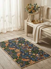 1 pieza Felpudo con patrón floral bohemio, alfombra de área suave para baño, cocina, entrada, pasillo, dormitorio, sala de estar, adecuada para todas las estaciones, lavable a máquina, elegante decoración del hogar - P1 - Ver 2