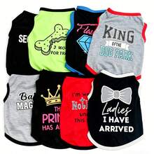8 Cute Pet Summer Clothes, Breathable And Comfortable Polyester Woven Vest, Letter Print Thin T-Shirt, Suitable For Small And Medium Dogs And Cats - Multicolor - View 15