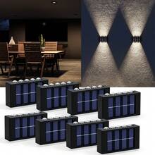 2/4/6/8 piezas Luces de pared solares de alta eficiencia, iluminación con sensor automático, luces LED rectangulares IP44 para exteriores, iluminación de paisaje para patio y pared exterior - 10 LED - Ver 8