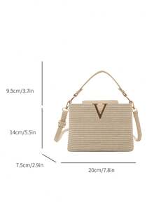 2026 Nueva bolsa cuadrada de unicolor minimalista, bolso bandolera y bolso de mano de diseño de nicho - Beis - Ver 3