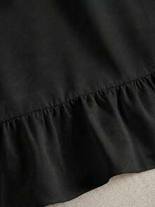 Vestido negro elegante y ajustado para mujer, estilizador, adecuado para citas, fiestas, cumpleaños, uso primavera/verano, ir al trabajo, casual, oficina, versátil, cuello cuadrado, manga corta, corte evasé, nueva moda 2026 - Negro - Ver 4