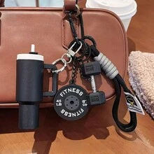 迷你運動水壺啞鈴配重片鑰匙圈掛繩包飾吊飾汽車配件小飾品 - 彩色 - 查看 5