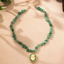 A Stylish And Minimalist Stone Necklace Women Featuring A Floating Beauty Design - 黑色 - 查看 11