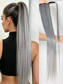 32英寸马尾接发，夹式马尾接发，环绕式长直发钩环马尾接发，有黑色/棕色/灰色/金色可选，女士适用。 - 彩色 - 查看 13