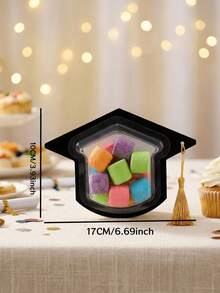 12 Clear Candy Boxes Shaped Like Graduation Caps With Tassels, Perfect For Back-To-School Gifts, Classmate Party Gift Wrapping, Graduation Party Decorations, Gift Boxes, Suitable For Event Decorations, Celebrating Graduation, And Party Favors. - Multicolor - View 11