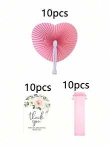 30/15件套粉色折叠纸扇礼盒装，婚礼手扇套装，包含5把扇子、5张感谢卡和5个透明袋。趣味DIY扇子，适用于婚礼、新娘送礼会、生日、纪念品、单身派对、户外装饰、派对礼品、节日和演出。 - 均碼 - 查看 9