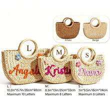 1 chiếc túi đi biển hình lưỡi liềm bằng rơm trang trí hoa theo yêu cầu, thích hợp cho kỳ nghỉ, đám cưới, tiệc tùng. - Nhiều màu - Xem 4