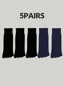 5 Pairs Men's Black Casual/Business Versatile Moisture Wicking Odor-Resistant Toe Socks, Fall - Black - View 14