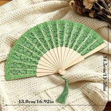 Customized Personalized Folding Hand Fan With Wooden Frame And Lace Surface, Custom Name And Date, Elegant Wedding Decoration, Party Favors, Engagement Bridal Shower Groomsman Thank You Gift, Multiple Color Options - Custom Hand Fan - View 5